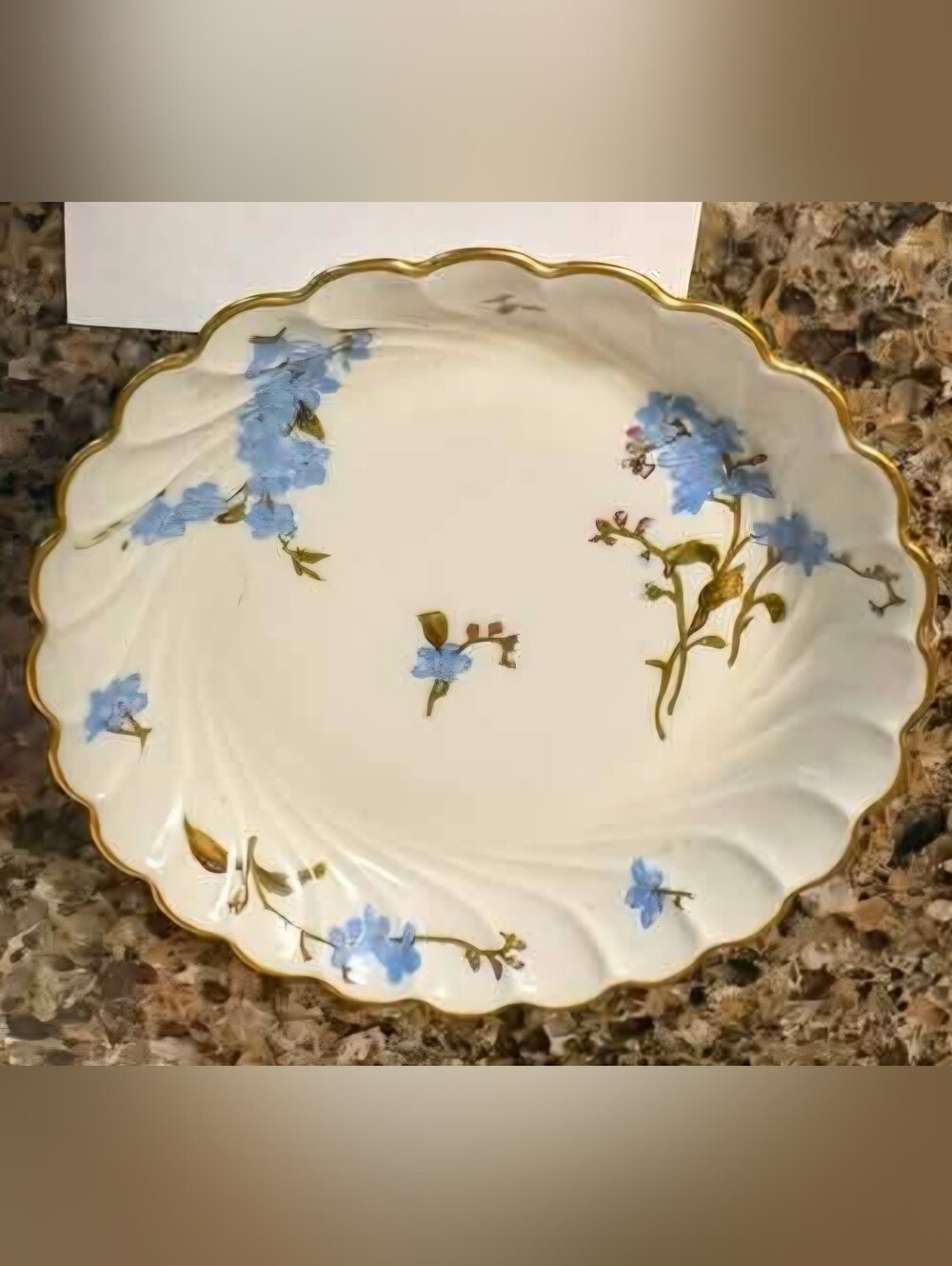 Antique Haviland Limoges Montmery Forget Me Not 4.5” Butter Pat Trinket Dish